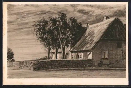 Künstler-AK Sylt, Friesenhäuser