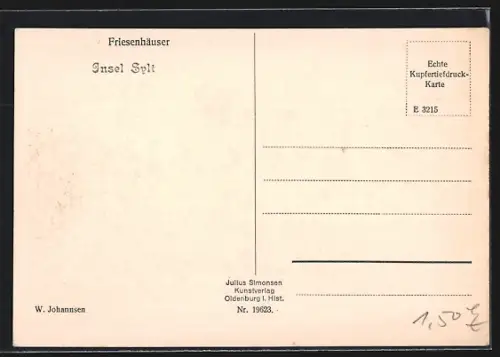 Künstler-AK Sylt, Friesenhäuser