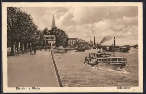 AK Biebrich a. Rhein, Rheinufer