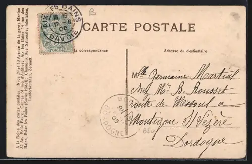 AK Aix les Bains, Rue de Genève et rue de Casino avec tramway
