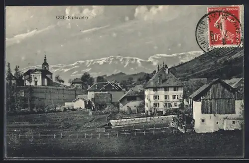AK Coise /Savoie, Vue du village avec montagnes en arrière-plan