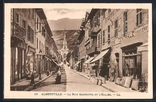 AK Albertville, La Rue Gambetta et l`Église