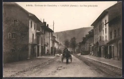 AK Cognin /Savoie, La Rue principale avec une charrette tirée par un cheval