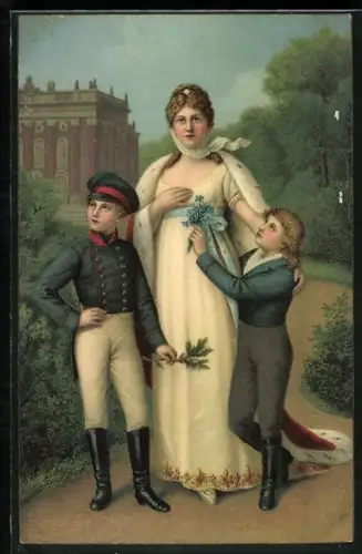 Künstler-AK Königin Luise von Preussen, Portrait mit Kindern