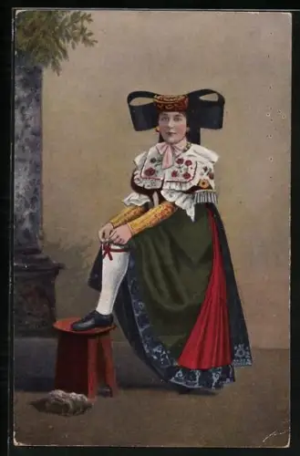 AK Mädchen in Tracht, Schaumburg-Lippe u. Umgegend
