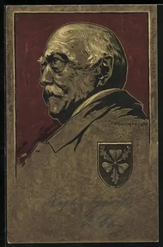 Künstler-AK Otto von Bismarck mit Wappen