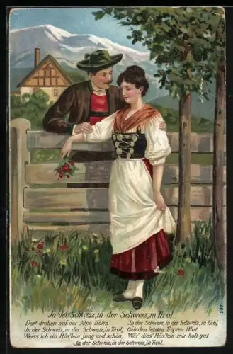 AK In der Schweiz, in der Schweiz, in Tirol, Liebespaar
