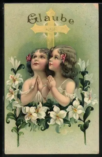 AK Allegorie von Glaube als junge Mädchen in Blumen