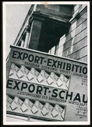 AK München, Exportschau 1946 /47, Plakatansicht der Ausstellung