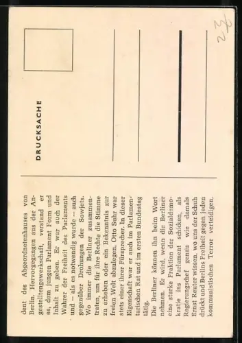 AK Prof. Dr. Otto Suhr, regierender Bürgermeister Berlins