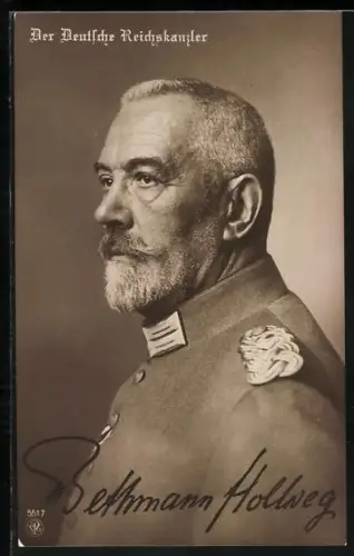 AK Der Deutsche Reichskanzler, Profilportrait von Bethmann Hollweg
