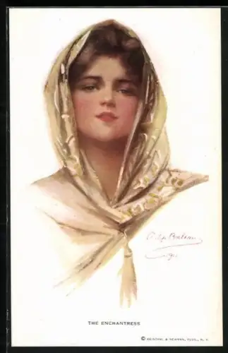 Künstler-AK Philip Boileau: The Enchantress, Mädchen mit Kopftuch