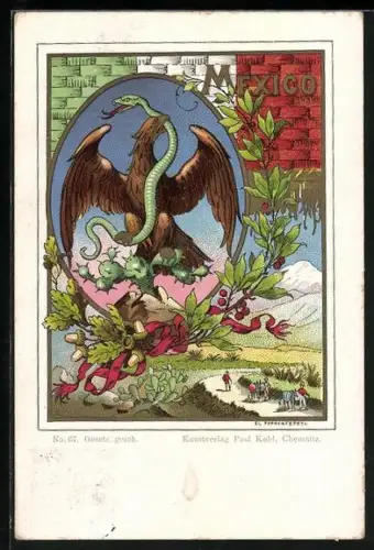 AK Wappen von Mexico mit Adler und Schlange