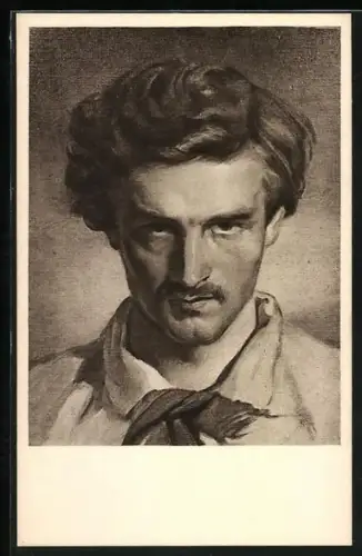 AK Porträtbild von A. Feuerbach mit finsteren Blick
