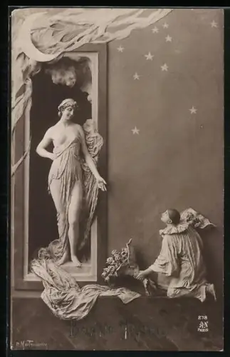 Künstler-AK Domenico Mastroianni: Der galante Hanswurst, Harlekin