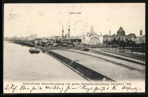 AK Düsseldorf, Intern. Kunst-Ausstellung & grosse Gartenbau-Ausstellung 1904, Totalansicht