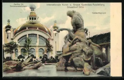 AK Düsseldorf, Internationale Kunst und Gartenbau-Ausstellung 1904 - Pavillon für Sonderausstellungen, Centaurengruppe