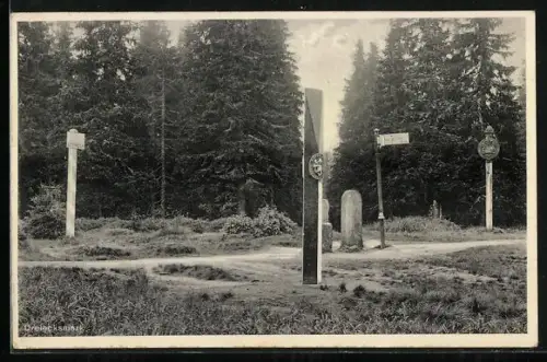 AK Dreiecksmark im Böhmerwald, Grenze