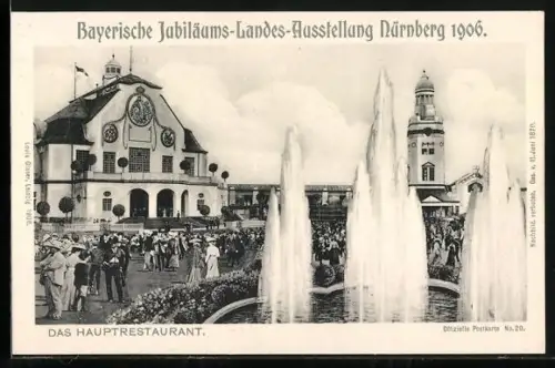 AK Nürnberg, Bayerische Jubiläums-Landes-Ausstellung 1906, Das Hauptrestaurant