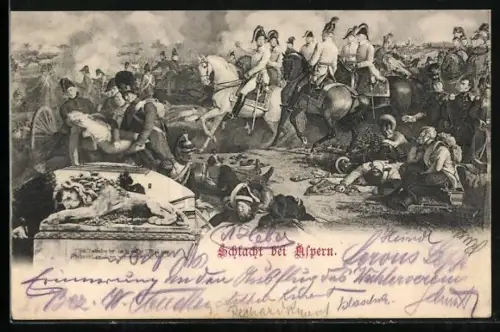 AK Schlacht bei Aspern 1809, Löwen-Denkmal