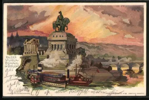 Künstler-AK C. Pfaff: Coblenz, Kaiser Wilhelm-Denkmal