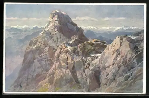 Künstler-AK Edward Theodore Compton: Die Mittelspitze des Watzmanns