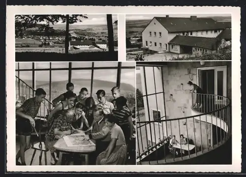 AK Höxter a. d. Oberweser, Jugendherberge am Ziegenberg, Wilhelm-Sägerweg, Innen- und Aussenansichten