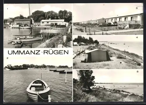 AK Ummanz /Rügen, Hafen Ortsteil Waase, Ortsteil Waase, Strand Ortsteil Suhrendorf