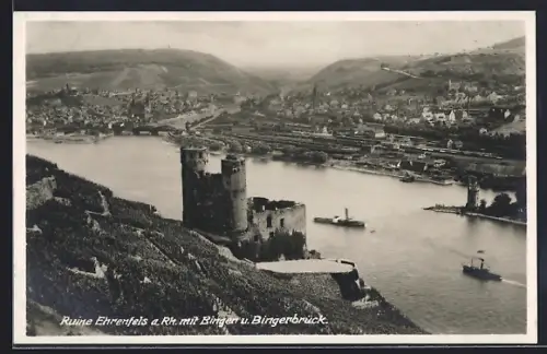 AK Bingen a. Rh., Ruine Ehrenfels, Burg Ehrenfels, Bingerbrück