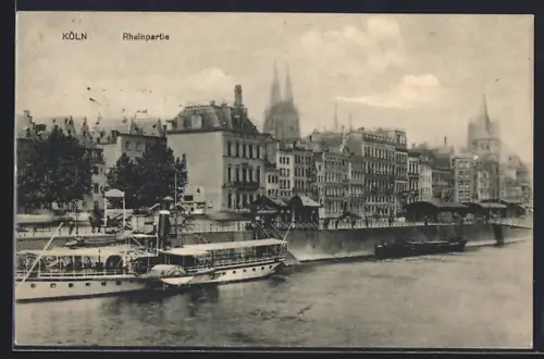 AK Köln, Rheinpartie mit Dampfer