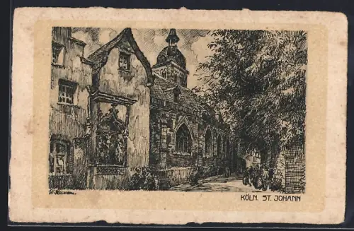 Lithographie Köln, St. Johann Kirche