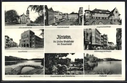 AK Iserlohn, Alexanderhöhe, Rathausmarkt, Jugendherberge