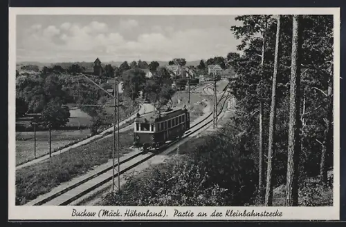 AK Buckow / Mark, Partie an der Kleinbahnstrecke