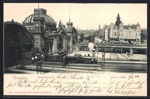 AK Dresden, Hauptbahnhof, Kaiser-Café