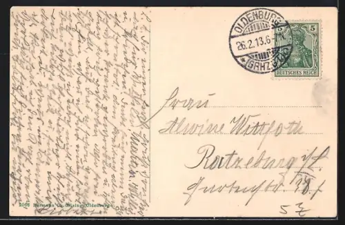 AK Oldenburg / O., Gartenstrasse, Strassenszene mit Kirche