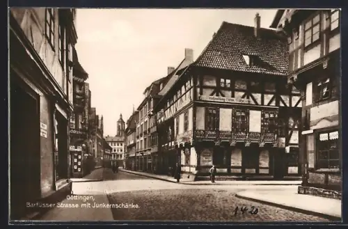 AK Göttingen, Barfüsser Strasse mit Restaurant Junkernschänke