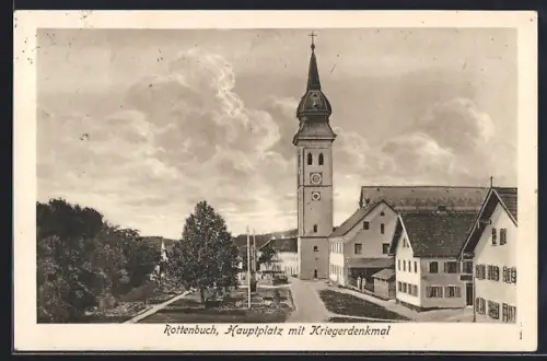 AK Rottenbuch / Ammer, Hauptplatz mit Kriegerdenkmal