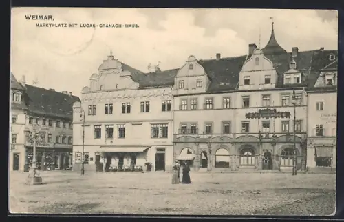 AK Weimar / Thüringen, Marktplatz, Lucas-Cranach-Haus