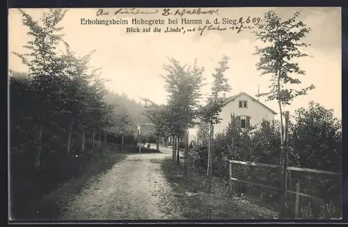 AK Hamm a. d. Sieg, Erholungsheim Hohegrete, Blick auf die Linde