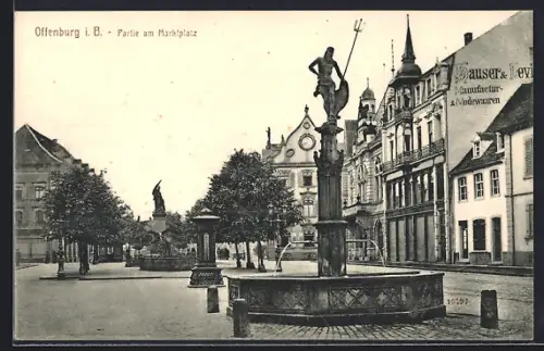 AK Offenburg i. B., Partie am Marktplatz, Modegeschäft