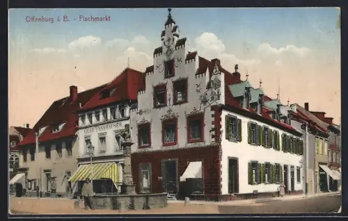 AK Offenburg i. B., Fischmarkt, Geschäft der Gebr. Tannhäuser