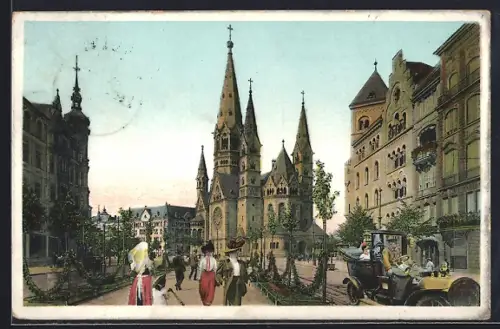 AK Berlin-Charlottenburg, Kaiser-Wilhelm-Gedächtnis-Kirche, Strassenansicht