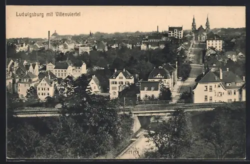 AK Ludwigsburg / Württemberg, Villenviertel, Stadtansicht