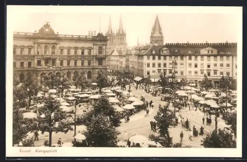 AK Kassel, Königsplatz, Markttreiben