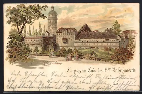 Lithographie Leipzig, Pleissenburg, Ende des 18. Jahrhunderts