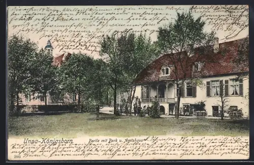 AK Unna-Königsborn, Partie mit Park und Amtshaus