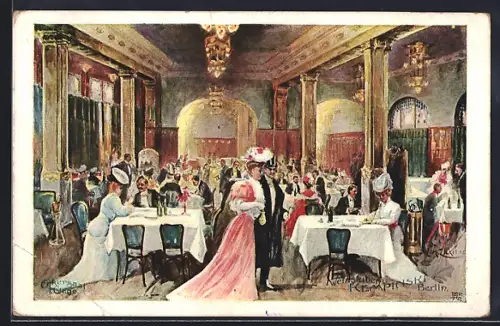 Künstler-AK Berlin, Weinstuben Kempinski, Restaurant