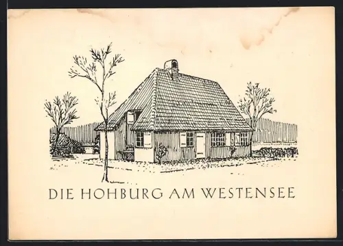 Künstler-AK Westensee, Die Hohburg