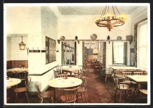 AK Kiel, Restaurant Löwenbräu, Alter Markt 14, Innenansicht des Gastraums