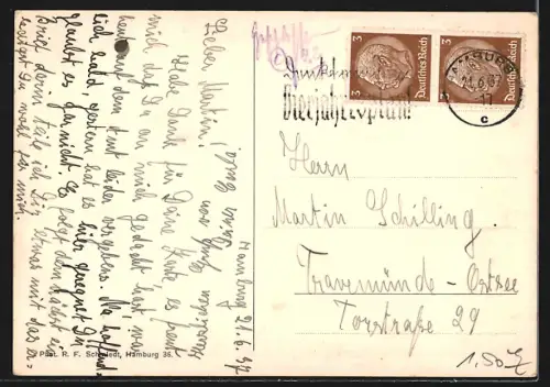 AK Hamburg, Platz mit Rathaus, 